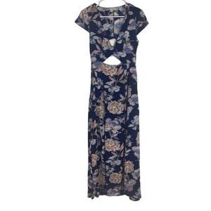 Cotton Candy LA Cutout Maxi with double Slits Floral Navy Size S